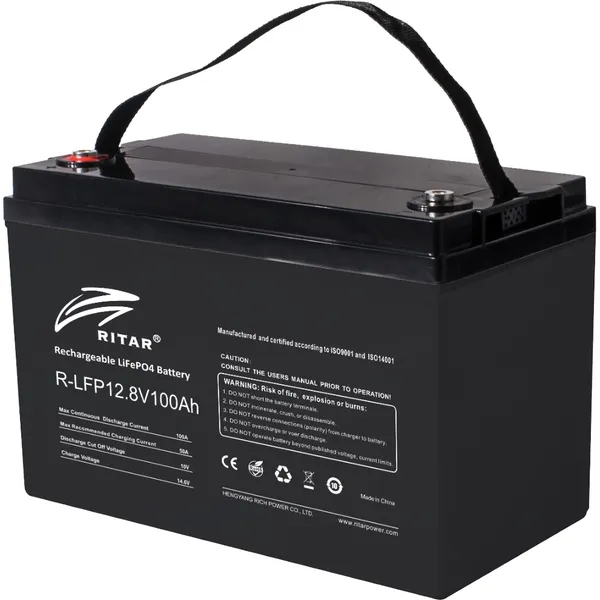 Ritar Lithium 12 V LiFePO4 batteri 100Ah med 100A BMS