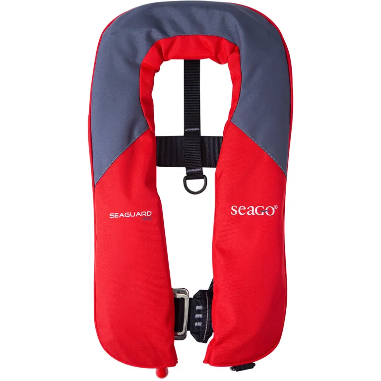Seago Seaguard 165N oppblåsbar redningsvest (rød & grå), uten selefeste
